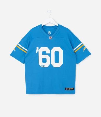 Camiseta Esportiva Infantil Estampa Los Angeles Chargers NFL - Tam 5 a 14 Anos