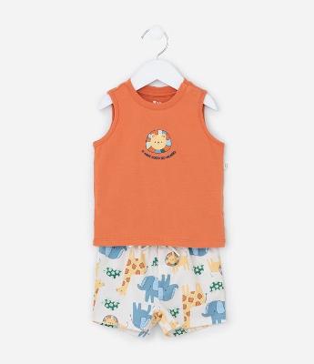 Conjunto Infantil com Estampa Bichinhos - Tam 3 a 18 meses