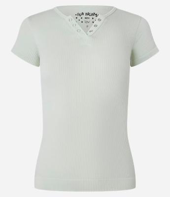 Blusa de Pijama em Ribana com Botões no Decote