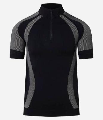 Camiseta Muscle Seamless com Estampa Abstrata e Gola com Zíper