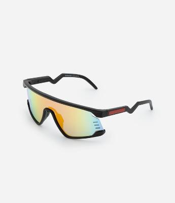 Óculos de Sol Esportivo com Aro Côncavo e Lente Espelhada