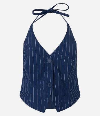 Blusa Colete Frente Única Alfaiatado em Viscose com Risca de Giz