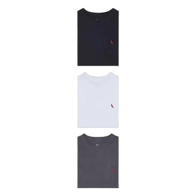 Kit 3 Camisetas Básicas Brasa Pica Pau Bordado Reserva