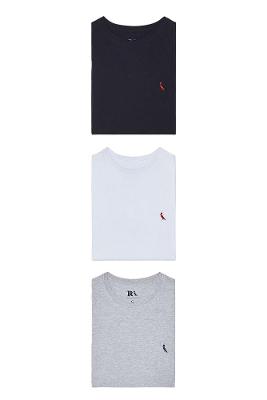 Kit 3 Camisetas Básicas Brasa E Gota Pica Pau Bordado Reserva