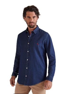 Camisa Cont Ae Easy Oxford Denim Ml Reserva