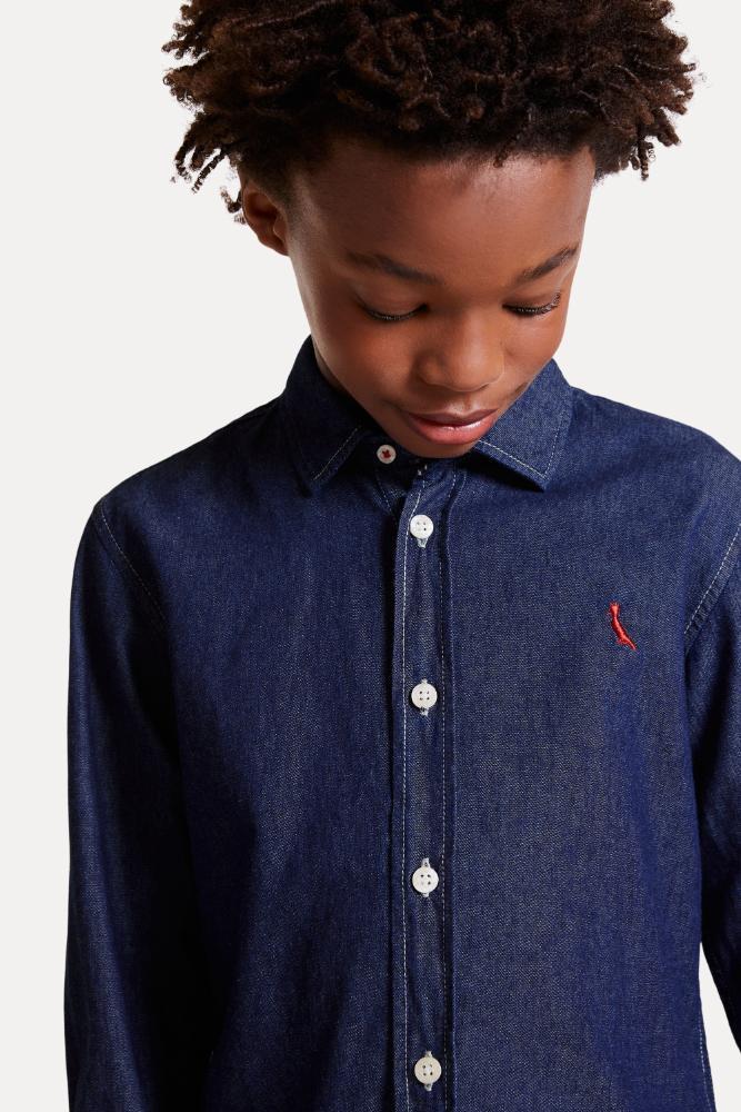 Camisa Cont Ae Easy Oxford Denim Reserva Mini - 7