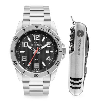 Kit Technos Masculino Militar Prata - 2115TVC/K1P