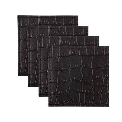 Porta Copos Alligator 4 Peças em Couro 10x10cm Maxwell & Williams Preto