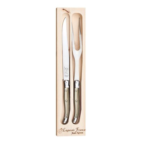 Garfo e Faca para Churrasco em Inox Laguiole Champagne