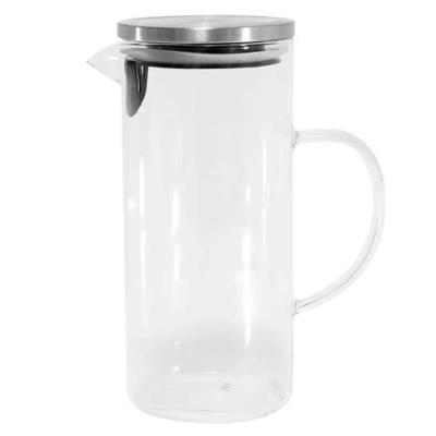 Jarra Vidro com Tampa Inox Hermética 1,3 Litros 23cm Wolff