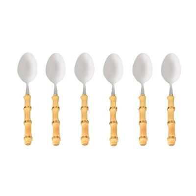 6 Colheres de Chá Bamboo Natural em Aço Inox Kenya