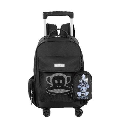 Mochila Carrinho Externo 4 Rodas Paul Frank Casual - Preto