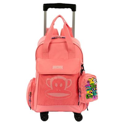Mochila Carrinho Externo 4 Rodas Paul Frank Casual Laranja - Coral