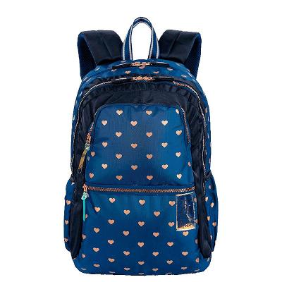 Mochila Grande 2 Compartimentos Capricho Wishes - Azul