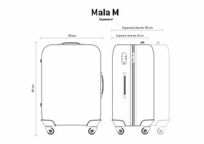 Mala de Viagem Média com Rodas 360° Vega 3T - Cinza Grafite