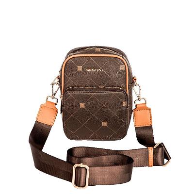 Bolsa Cross Bag Pequena Sestini Monograma - Marrom
