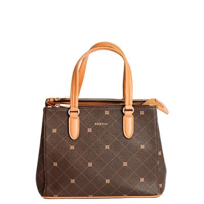 Bolsa Satchel Média Sestini Monograma - Marrom