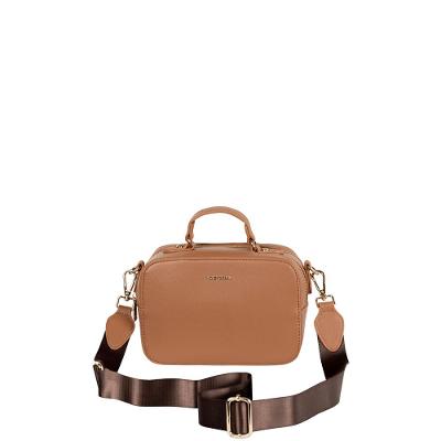 Bolsa Transversal Pequena 2 Compartimentos Sestini Monograma Marrom - Caramelo