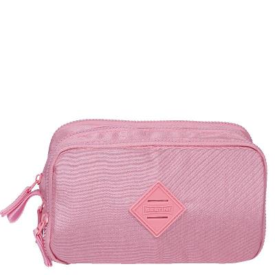 Estojo Box Especial 3 Compartimentos Metálica Rosa