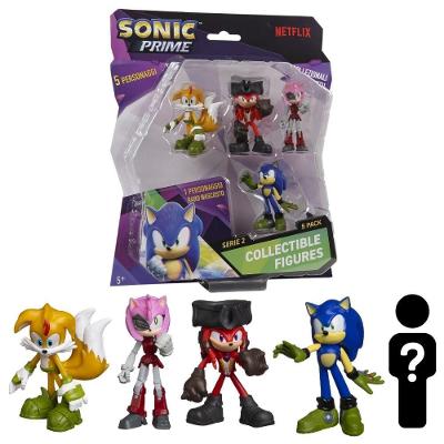 Sonic 5 Bonecos Tails, Knuckles Pirata, Rose, Sonic - Candide