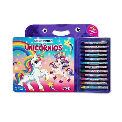 Colorindo Unicórnios Livro com Giz de Cera - Ciranda Cultural