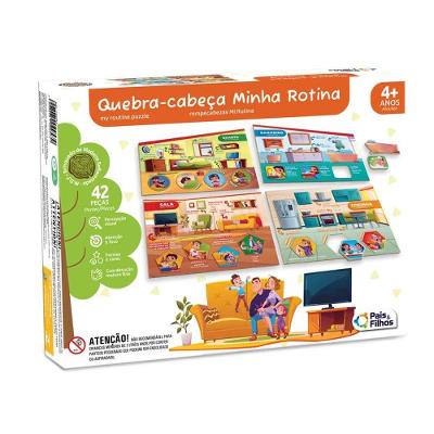 Quebra-Cabeça Minha Rotina 42 Peças - Pais e Filhos