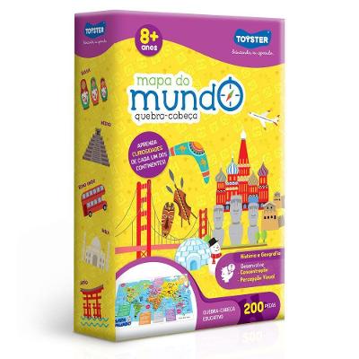 Quebra-Cabeça Mapa do Mundo 200 Peças - Toyster