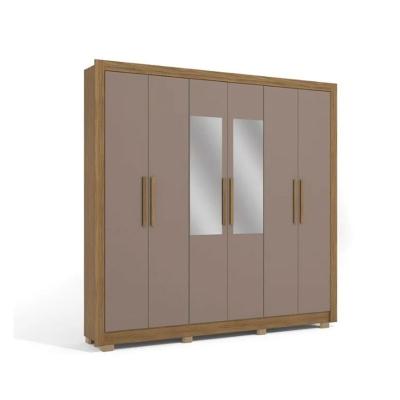 Guarda Roupa Casal com 6 Portas e 2 Gavetas com Espelho e Pés CBPM569 Kappesberg