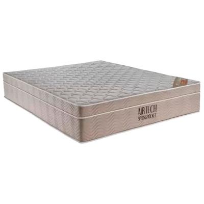 Conjunto Box Casal Queen Size Colchão Airtech Molas Ensacadas Spring Pocket Base Material Sintético Ortobom