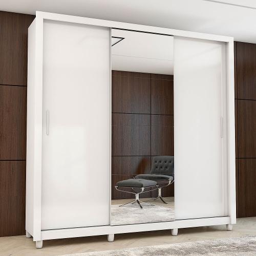 Guarda Roupa Clara Plus Casal 3 Portas 4 Gavetas com Espelho e Pés Carioca Móveis