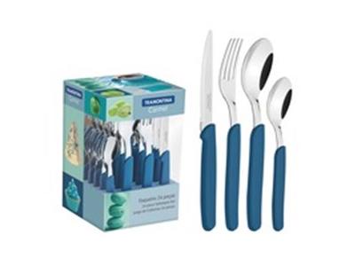 Conjunto de Talheres Tramontina Carmel Azul 24 Peças