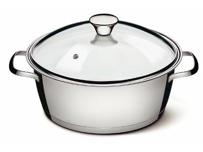 Caçarola Rasa Tramontina Allegra em Aço Inox Tampa de Vidro 24CM
