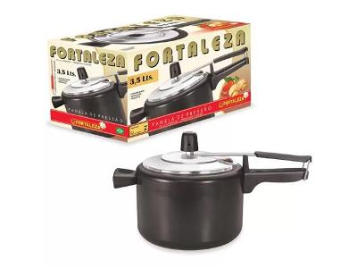 Panela de Pressão Fortaleza Preta/Polida 3,5 Litros