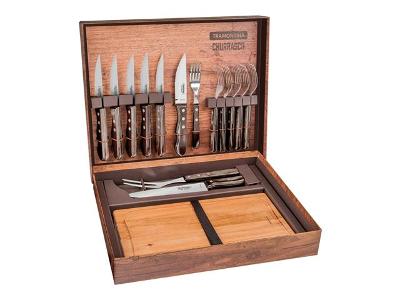 Kit de Churrasco Tramontina Inox Polywood Castanho 15 Peças