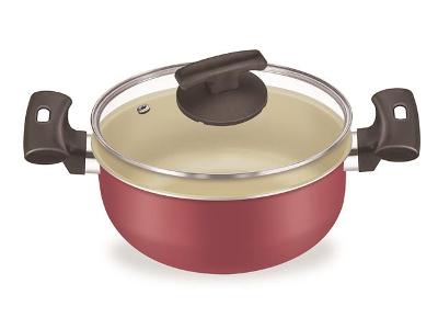 Caçarola Fortaleza com Tampa de Vidro Cereja Ø 20CM