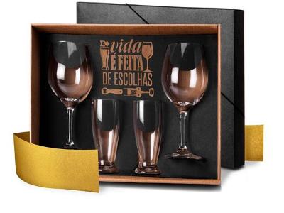 Jogo De Copos De Vidro Para Vinho E Cerveja - 4 Peças