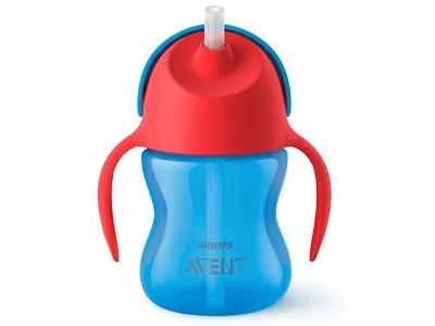 Copo Dinossauro Com Canudo Curvado Philips Avent 200Ml Azul