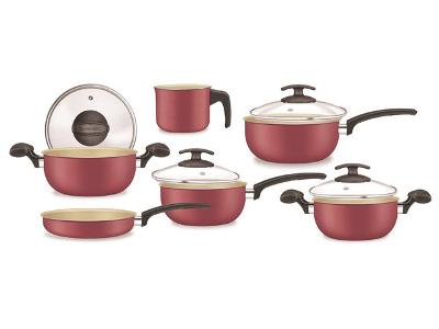 Conjunto de Panelas Fortaleza Artistic 6 Peças Cereja