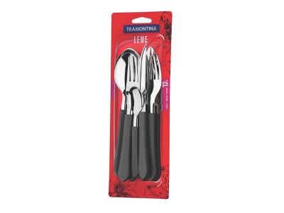 Conjunto de Talheres Tramontina Leme Preto 12 Peças