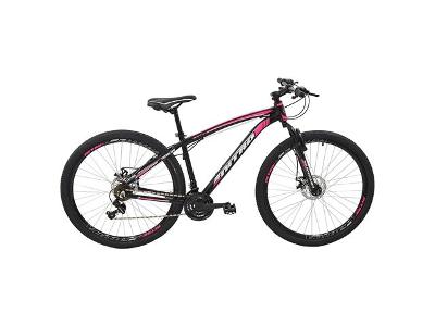 Bicicleta Polimet Aro 29 MTB Aluminio Câmbio Shimano 21 Vel Preta/Rosa