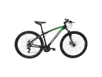 Bicicleta Polimet Aro 29 MTB Aluminio Câmbio Shimano 21Vel Preta/Verde