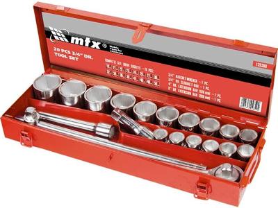 Jogo de Soquete MTX 3/4 Polegadas 19-50MM 20 Peças com Caixa de Metal