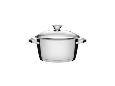 Caçarola Funda Tramontina Allegra em Aço Inox e Tampa de Vidro 16CM