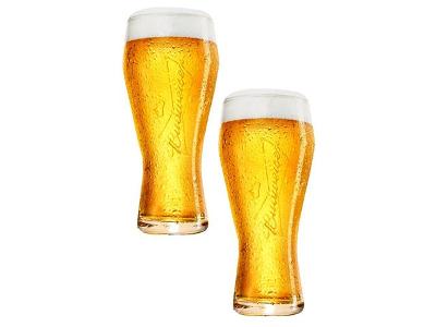 Jogo de Copos de Vidro para Cerveja Budweiser 2 Unidades de 400ml
