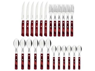 Conjunto de Talheres Inox Tramontina Polywood Marrom 24 Peças