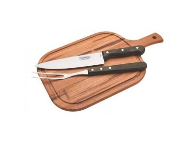 Jogo para Churrasco Tramontina Polywood 21198/914 Inox 3 Peças