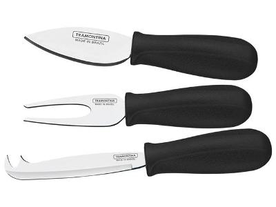 Jogo para Queijo Tramontina Inox 3 peças Plenus Preto