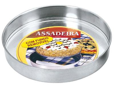 Assadeira Redonda com Fundo Removível Fortaleza Inox 24 cm