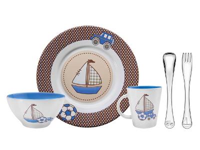 Kit infantil para Refeição de Cerâmica Tramontina LePetit Azul 5 Peças