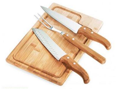 Conjunto Para Churrasco Welf Em Inox E Bambu Dallas - 4 Pçs